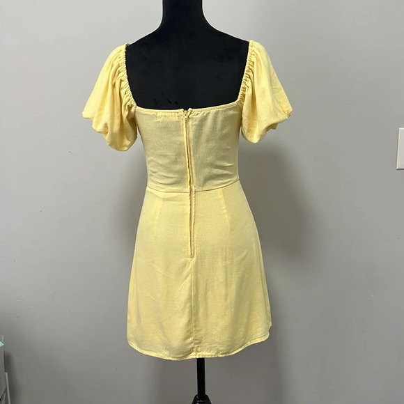 Altar’d State Butter Yellow Short Puff Sleeve Mini Dress size XS - Picture 5 of 8